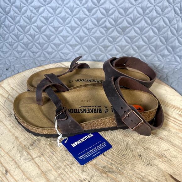 Birkenstock Sandals Women's 7 (38) Yara Brown Oiled Leather NWT - Picture 4 of 8